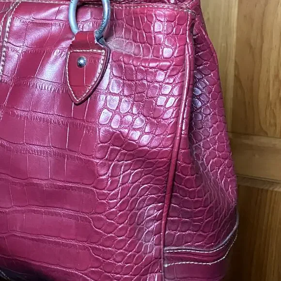 y2k red leather shoulder bag croc embossed studded mcbling grunge vintage - Picture 12 of 16